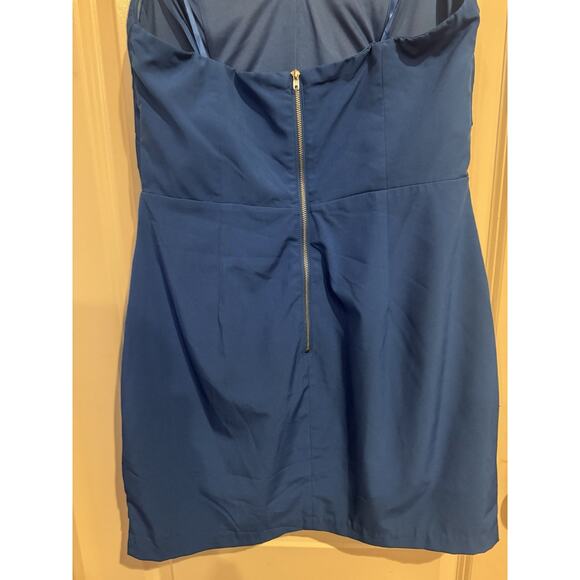 Gianni Bini Royal Blue Pleated Body Con Mini Dress Size Medium - Picture 4 of 5